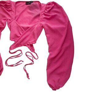 PINK CROP BLOUSE TOP LONG SLEEVES